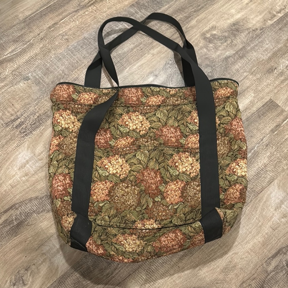 Lightly used Turtle Tracks Floral Tapestry Tote Bag